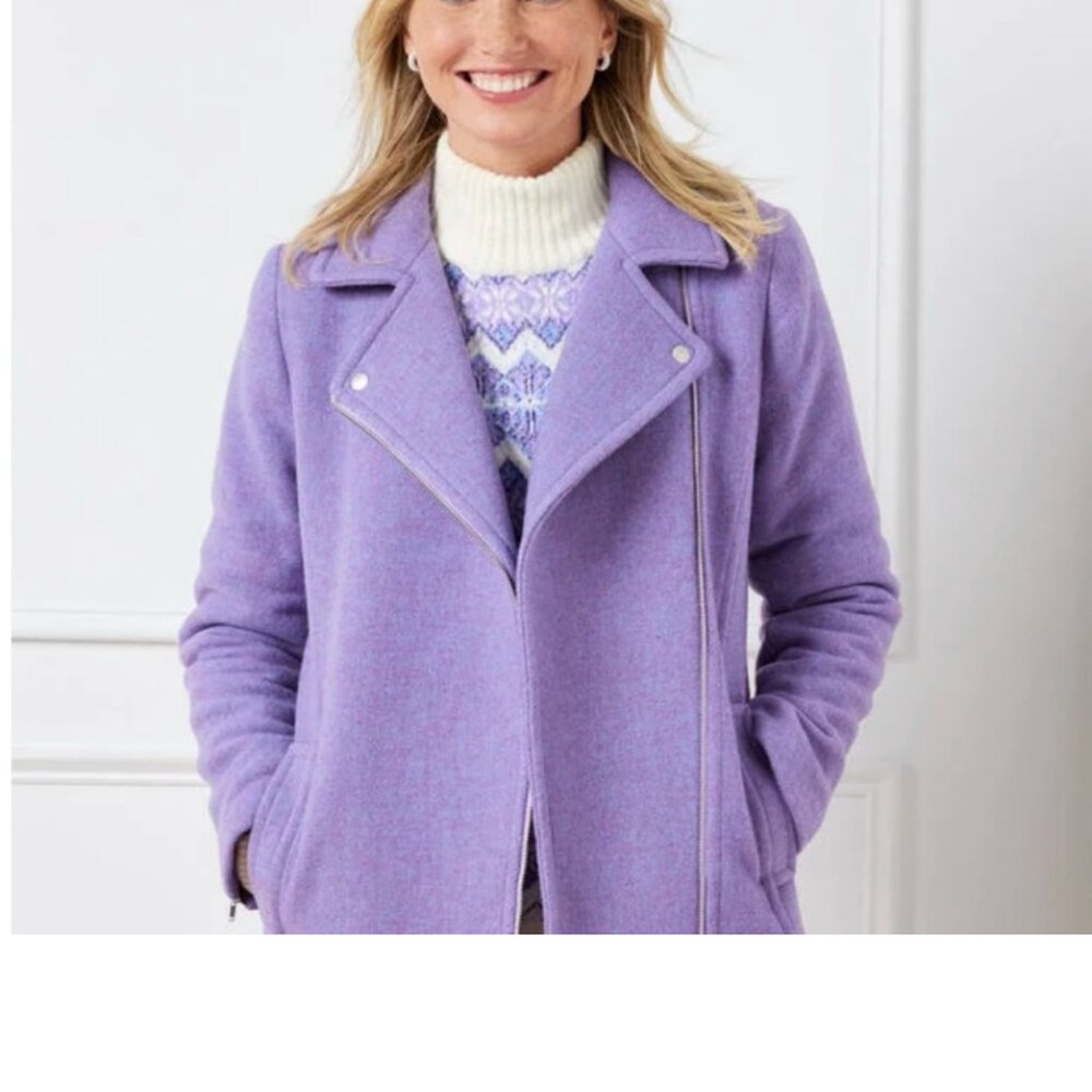 Talbots Natalia Purple wool moto coat Jacket